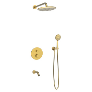 Душевой комплект AVS Termo 4в1 круглый, брашированное золото