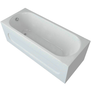Акриловая ванна Aquatek Оберон 160x70 белая, с экраном, каркасом и сливом-переливом