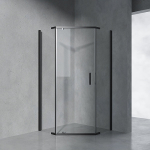 Душевой уголок AVS Трапеция 90x90 профиль черный матовый, стекло прозрачное