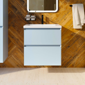 Тумба с раковиной AVS Гармония 60 платина матовая (раковина 01 белая глянцевая)