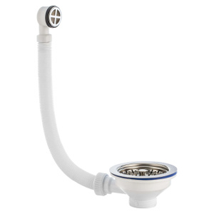 Выпуск для мойки с нержавеющей чашкой 114 мм и круглым переливом Элит Virplast